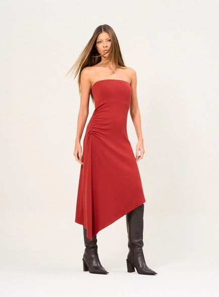 Vestido Midi Tomara Que Caia Com Drapeado