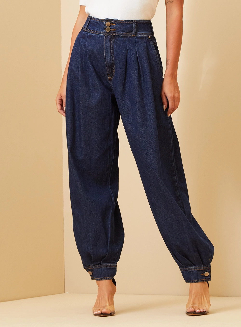 Calça Feminina Jeans Aladim Harem Índigo 2
