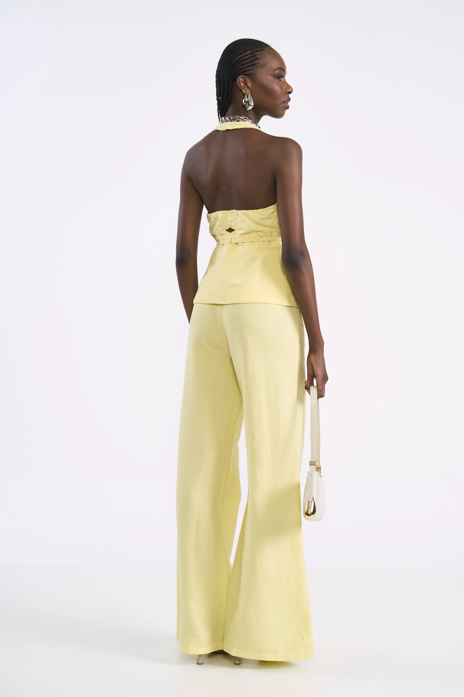 Blusa Frente Única Alfaiataria Amarelo