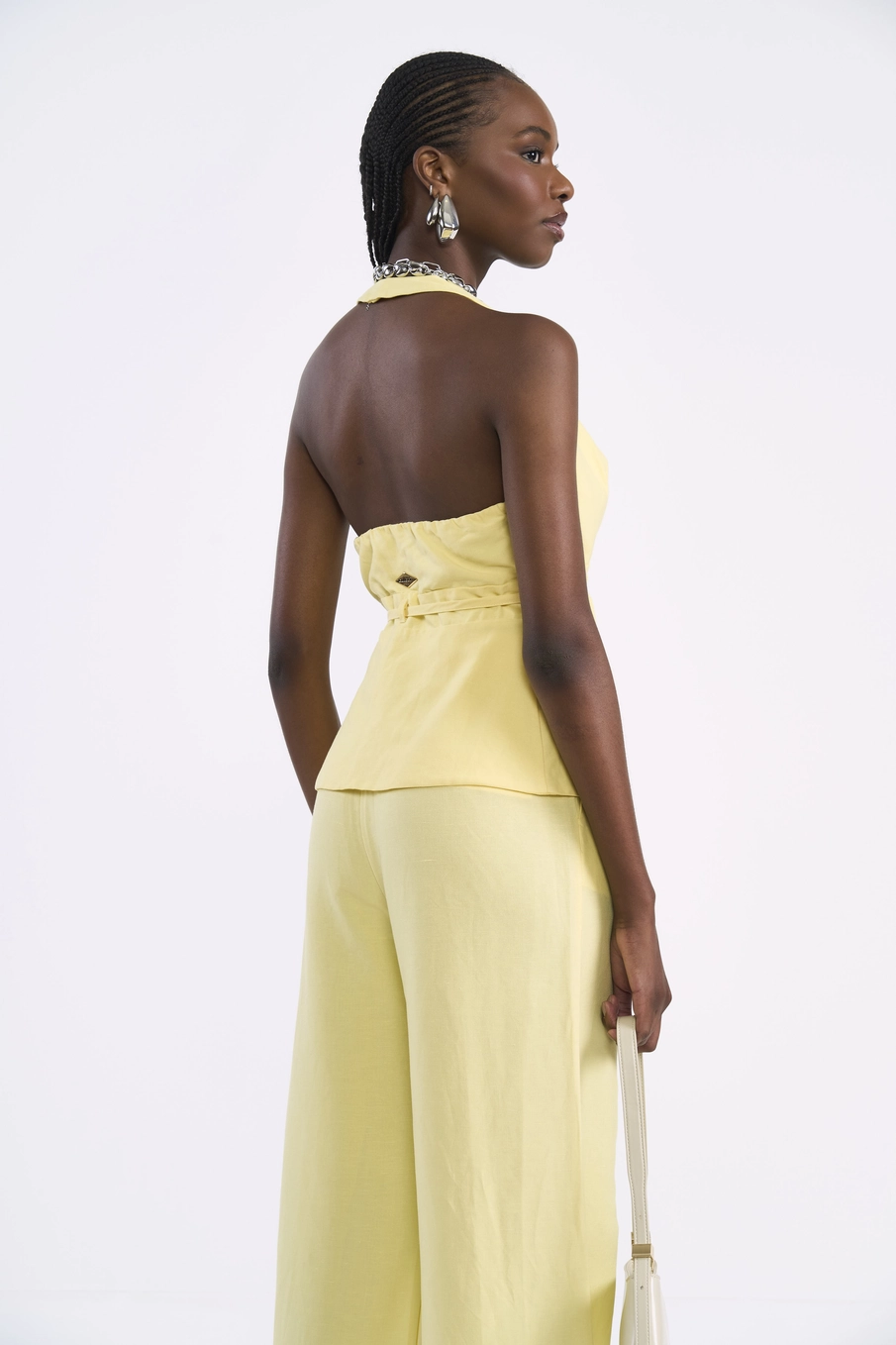 Blusa Frente Única Alfaiataria Amarelo