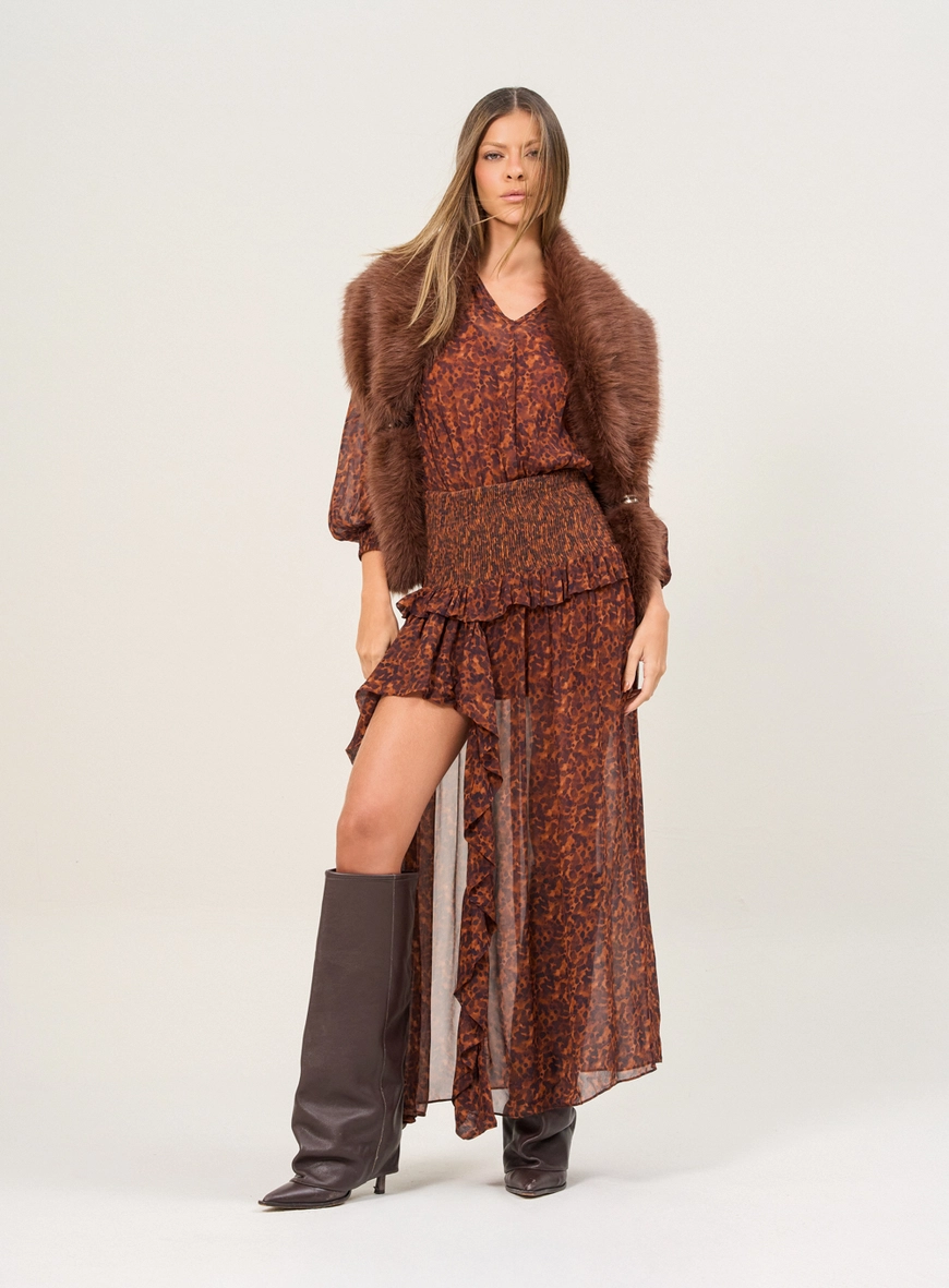 Vestido Midi Com Estampa Animal Estampados 4