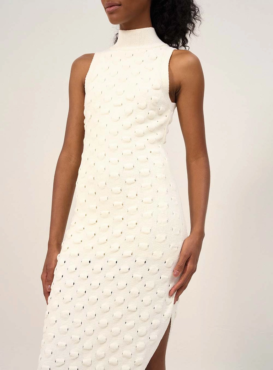 Vestido Gola Alta Com Textura Off Shell 3