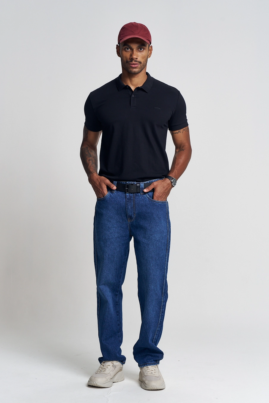 Polo Masculina Com Bordado - Fit Preto 1