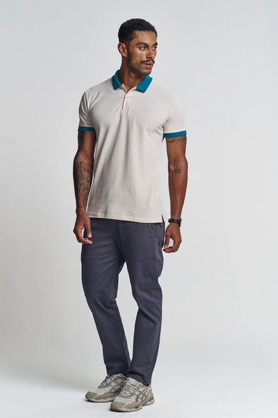Polo Masculina Gola E Punhos Contrastantes - Fit