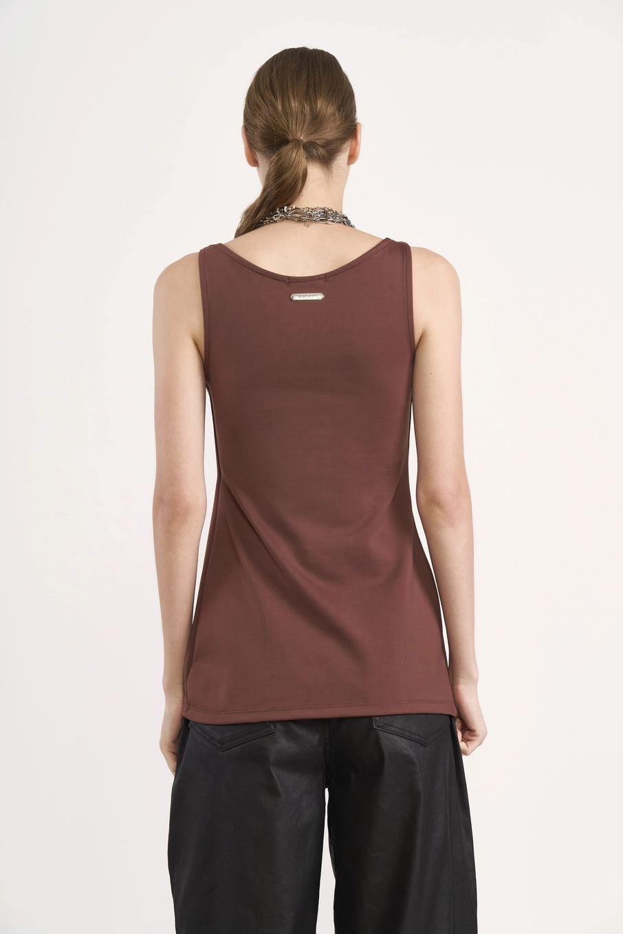 Blusa Estruturada Alongada Marrom