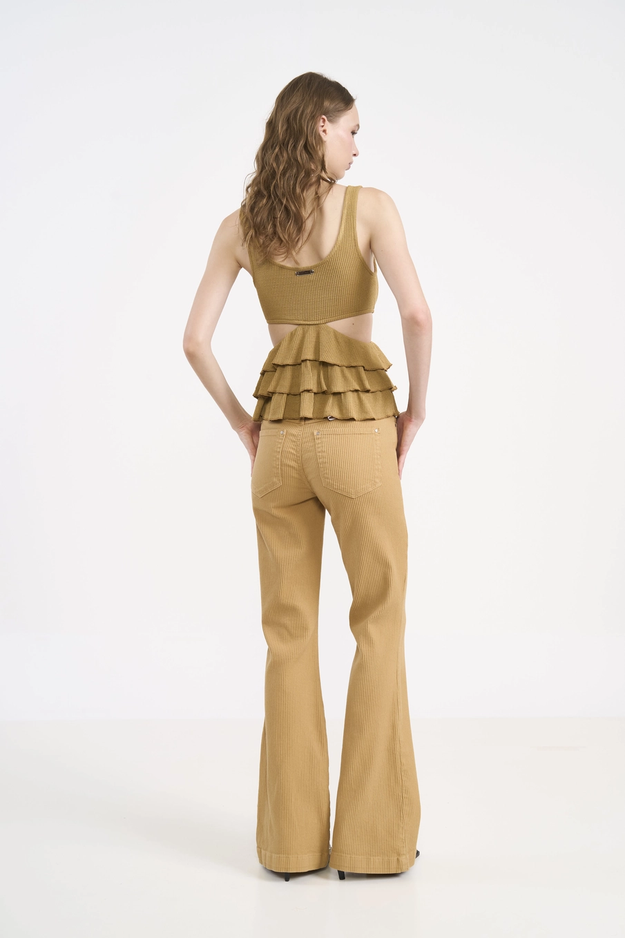 Blusa Cropped Camadas Bege Soybean