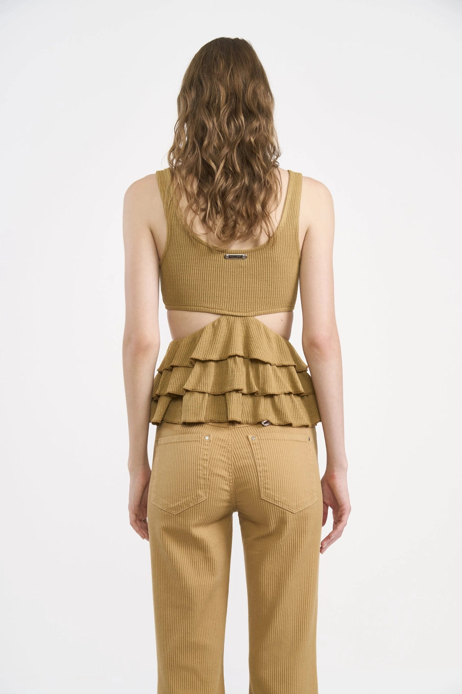 Blusa Cropped Camadas Bege Soybean