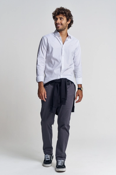 Camisa Masculina Com Elastano - Slim