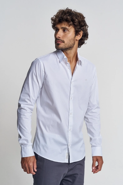Camisa Masculina Com Elastano - Slim