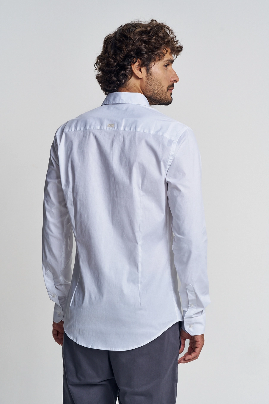 Camisa Masculina Com Elastano - Slim Branco 3