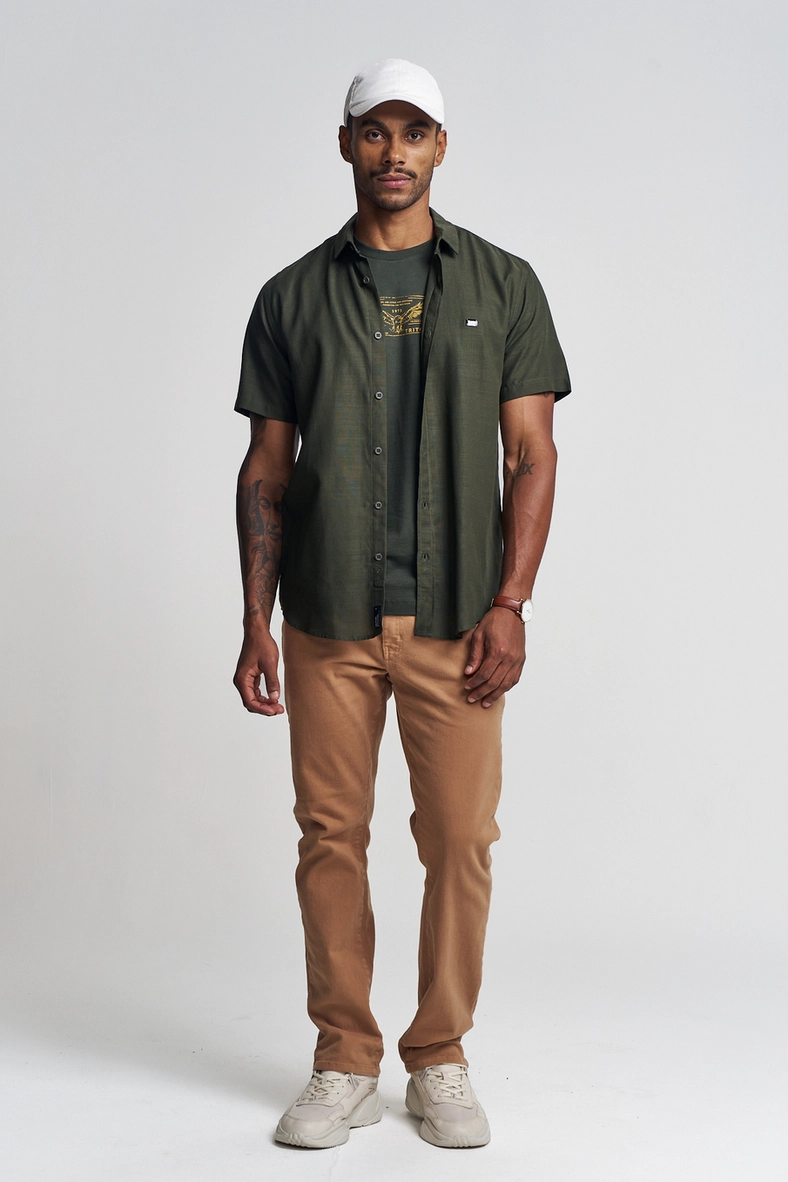 Camisa Masculina Com Manga Curta - Resort Verde 4