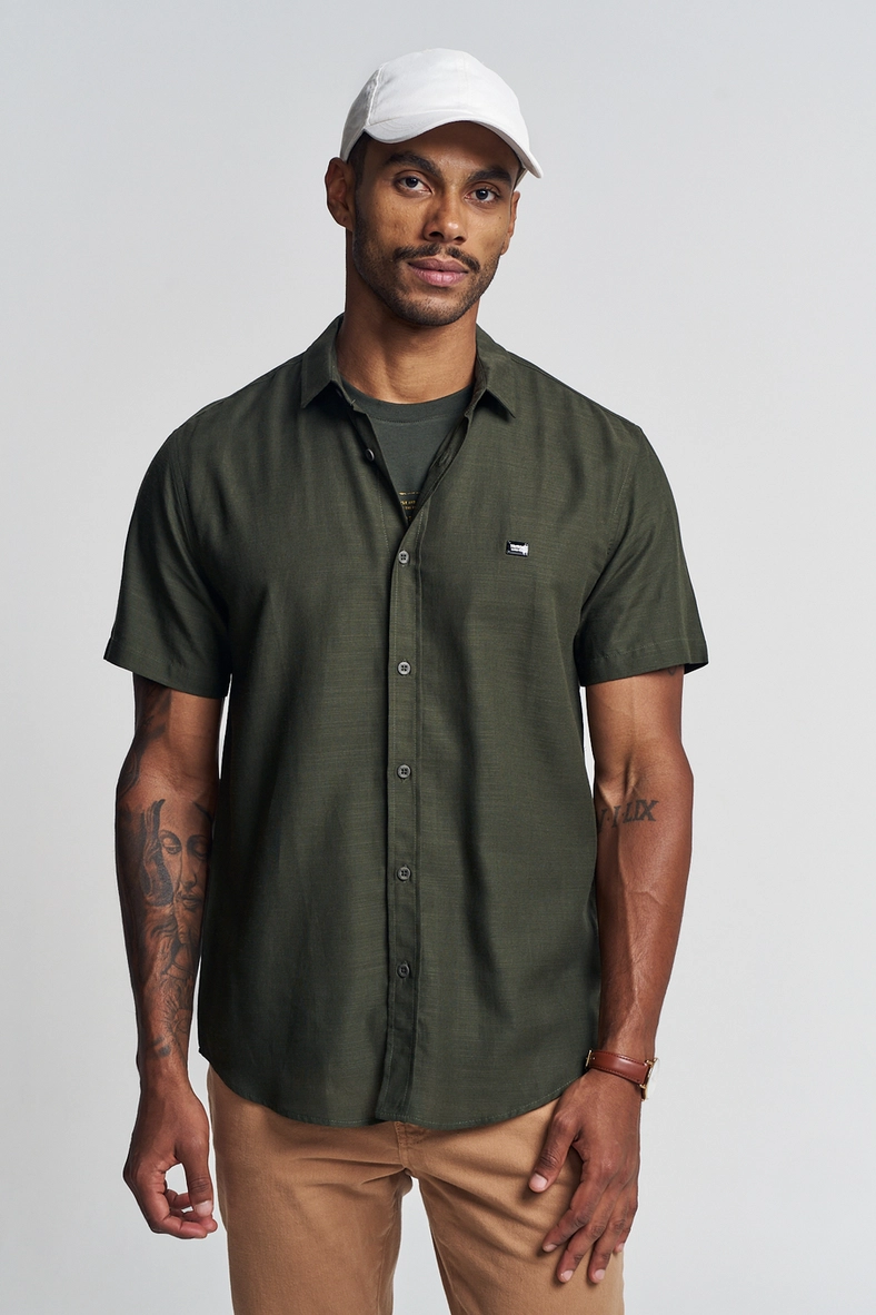 Camisa Masculina Com Manga Curta - Resort Verde 1