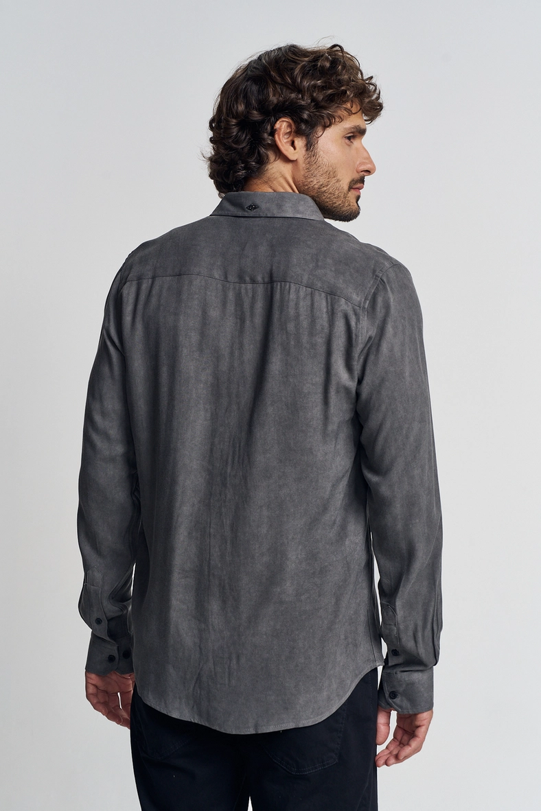 Camisa Masculina Com Manga Longa - Casual CINZA 2
