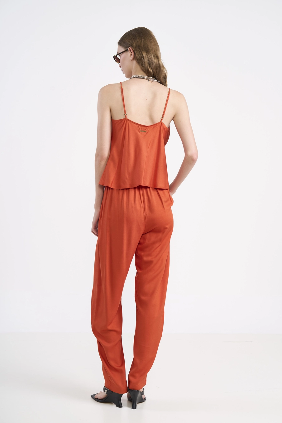 Blusa Alça Degagê Em Viscose Laranja