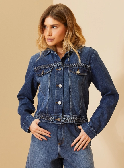 Jaqueta Feminina Jeans Trançado - Trucker