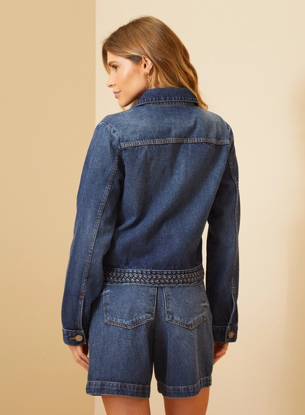 Jaqueta Feminina Jeans Trançado - Trucker