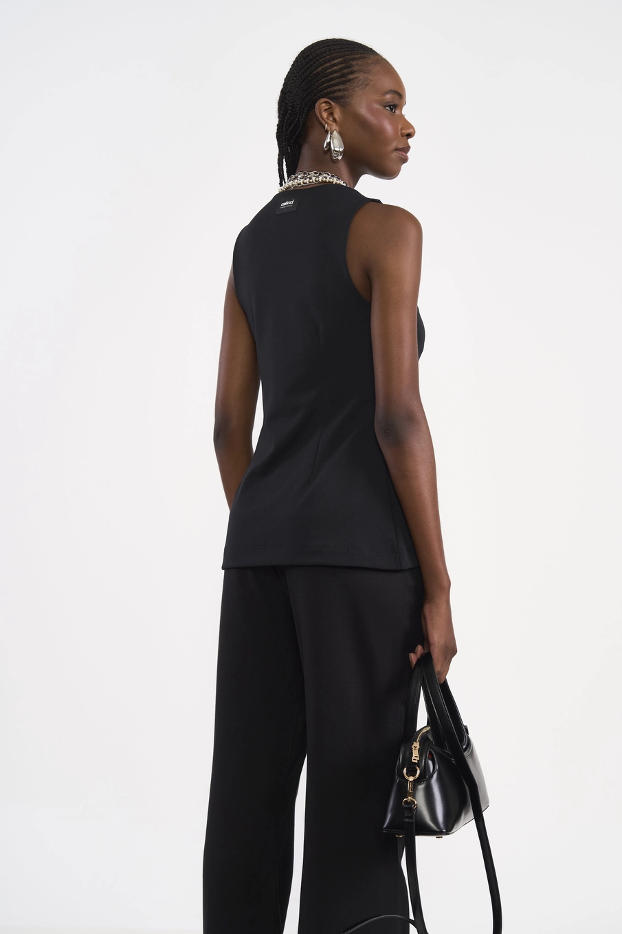 Blusa Estruturada Com Zíper Preto