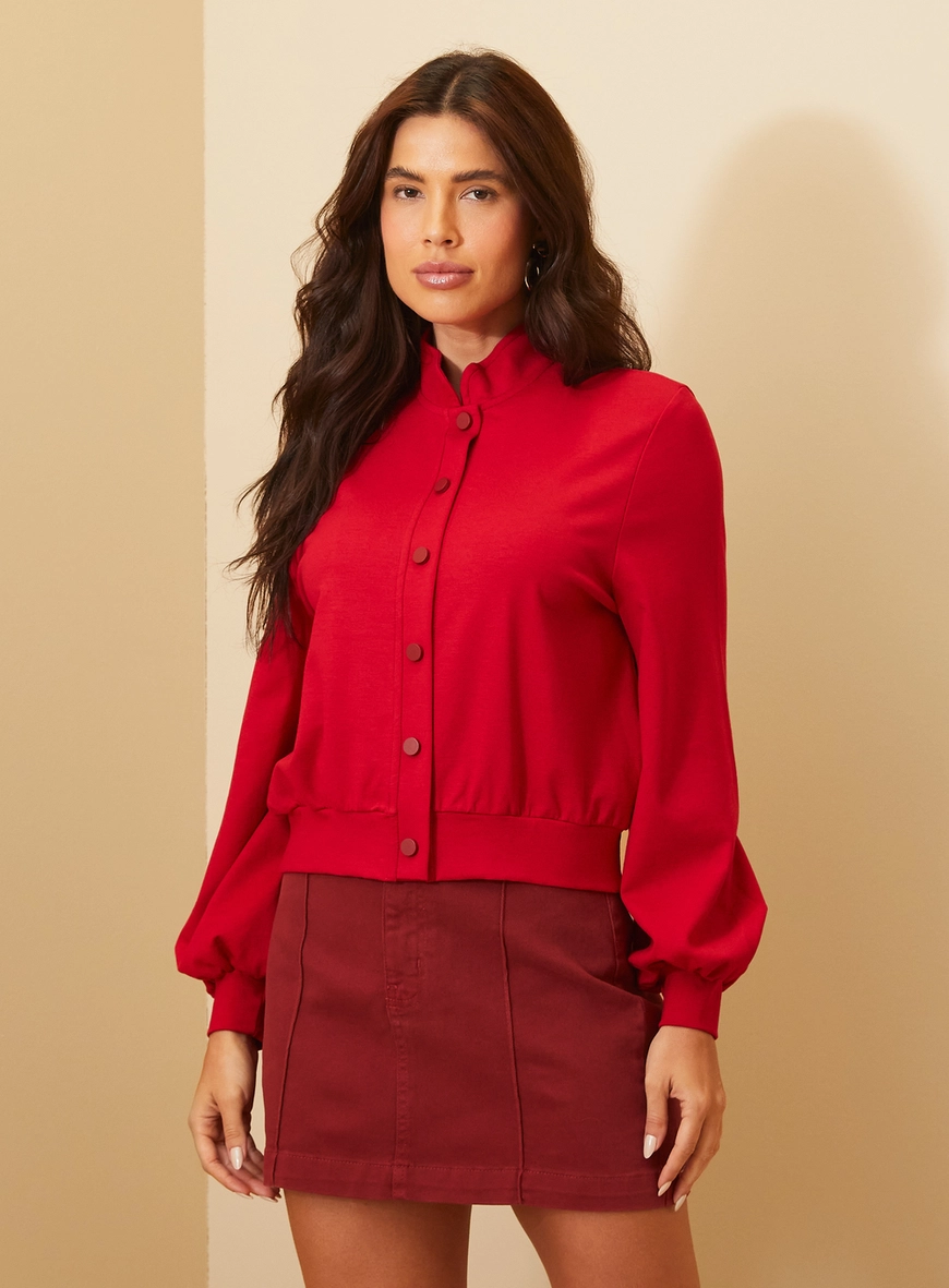 Jaqueta Feminina Manga Longa Bufante - Comfort Vermelho 1