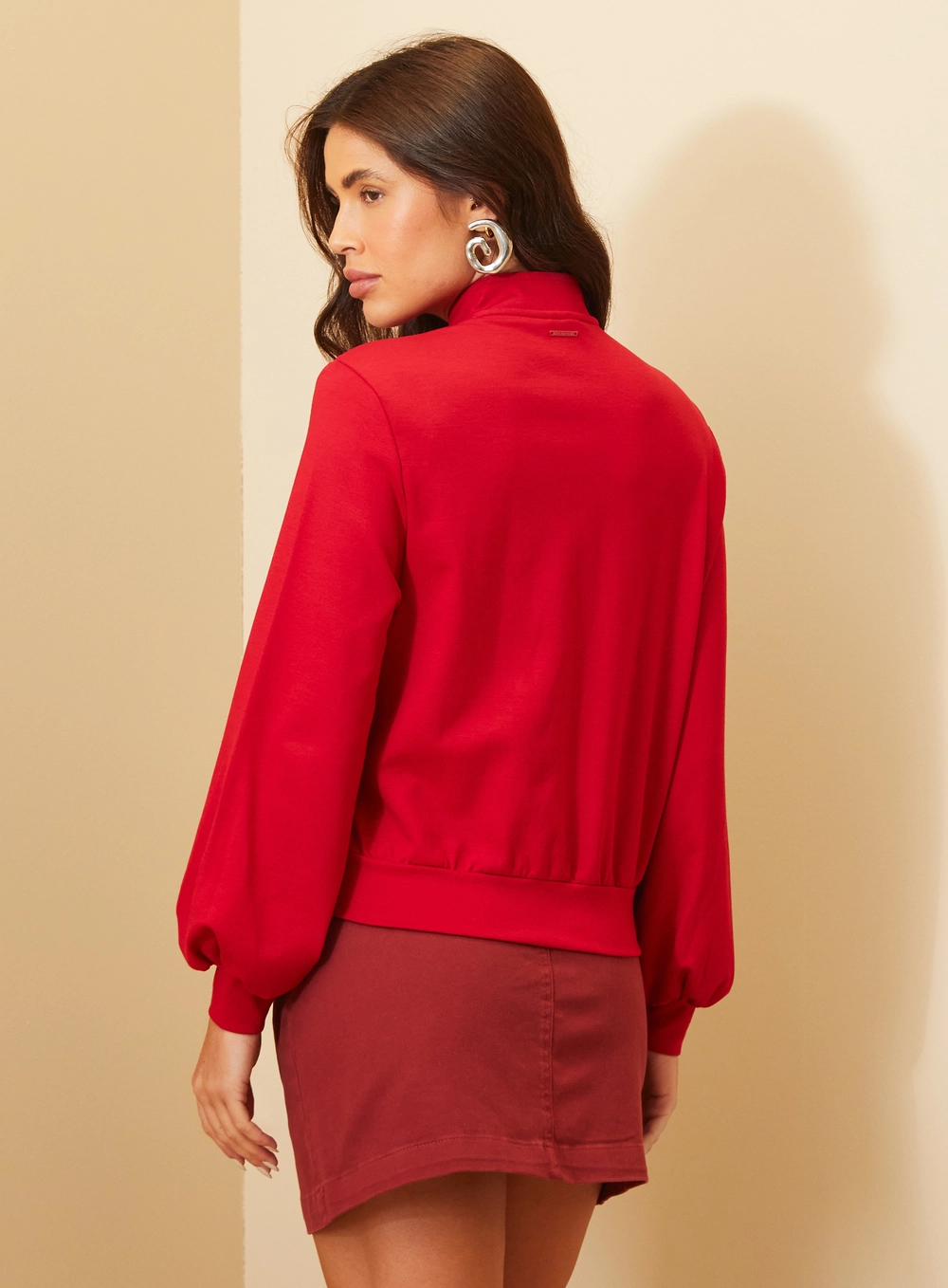 Jaqueta Feminina Manga Longa Bufante - Comfort Vermelho 2
