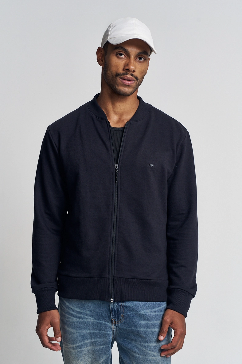 Jaqueta Masculina Com Barra Canelada - Bomber Preto 2