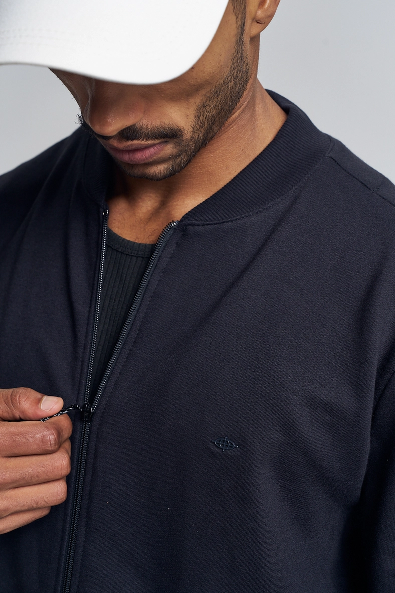 Jaqueta Masculina Com Barra Canelada - Bomber Preto 4