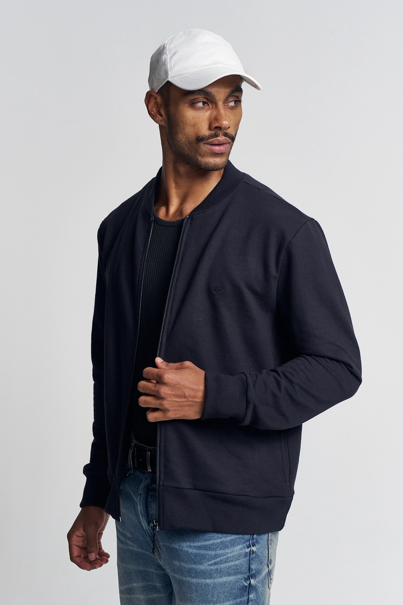 Jaqueta Masculina Com Barra Canelada - Bomber Preto 5