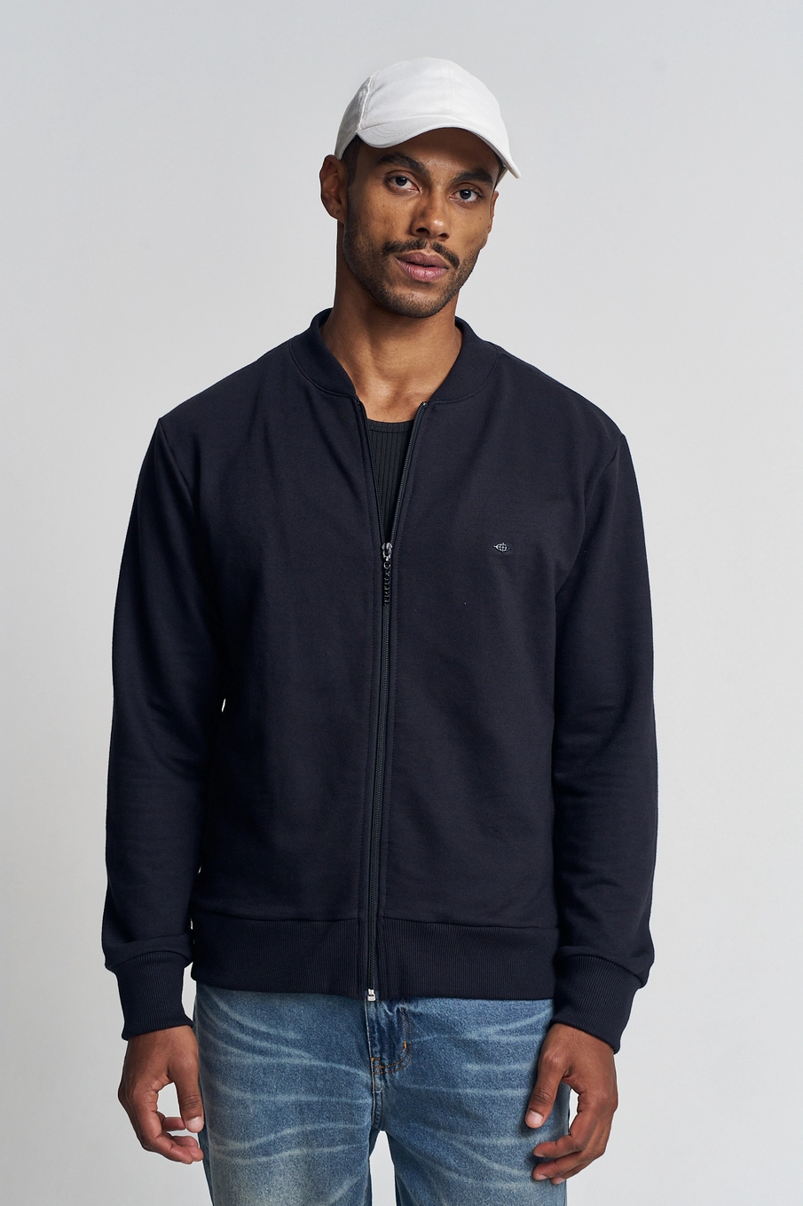 Jaqueta Masculina Com Barra Canelada - Bomber Preto 2