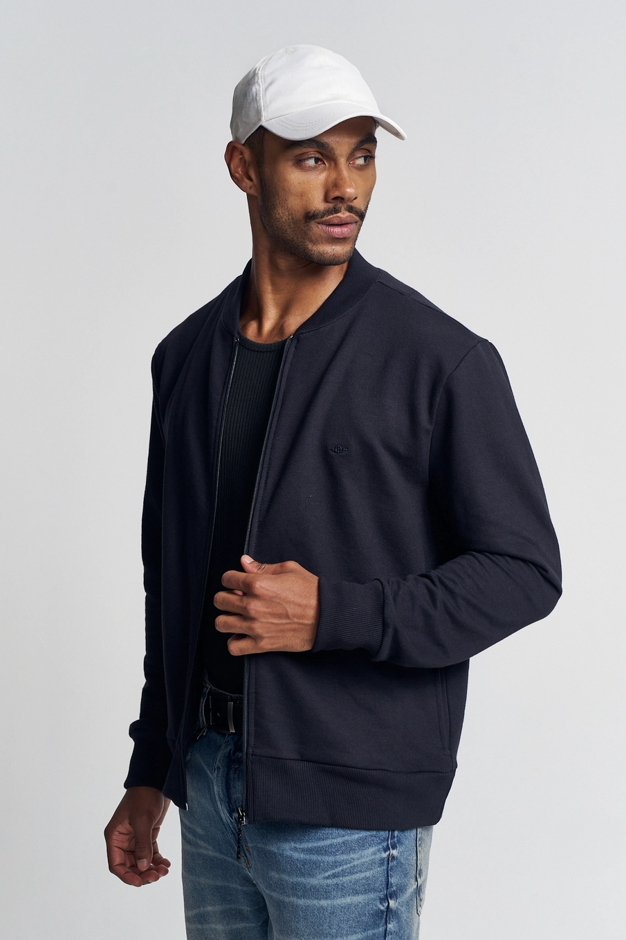 Jaqueta Masculina Com Barra Canelada - Bomber Preto 5