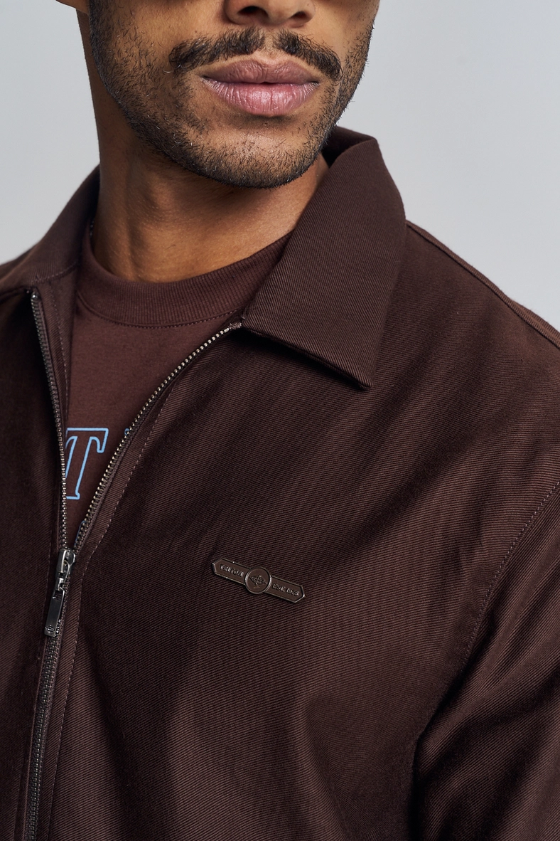 Jaqueta Sarja Masculina Com Zíper Frontal - New Marrom 4