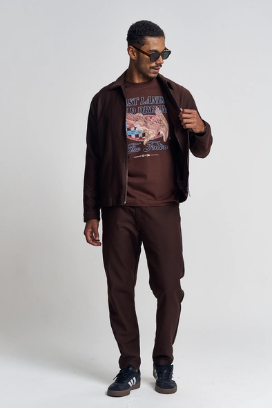 Jaqueta Sarja Masculina Com Zíper Frontal - New