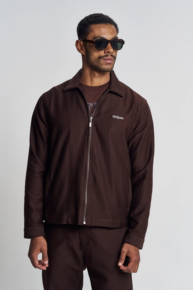 Jaqueta Sarja Masculina Com Zíper Frontal - New
