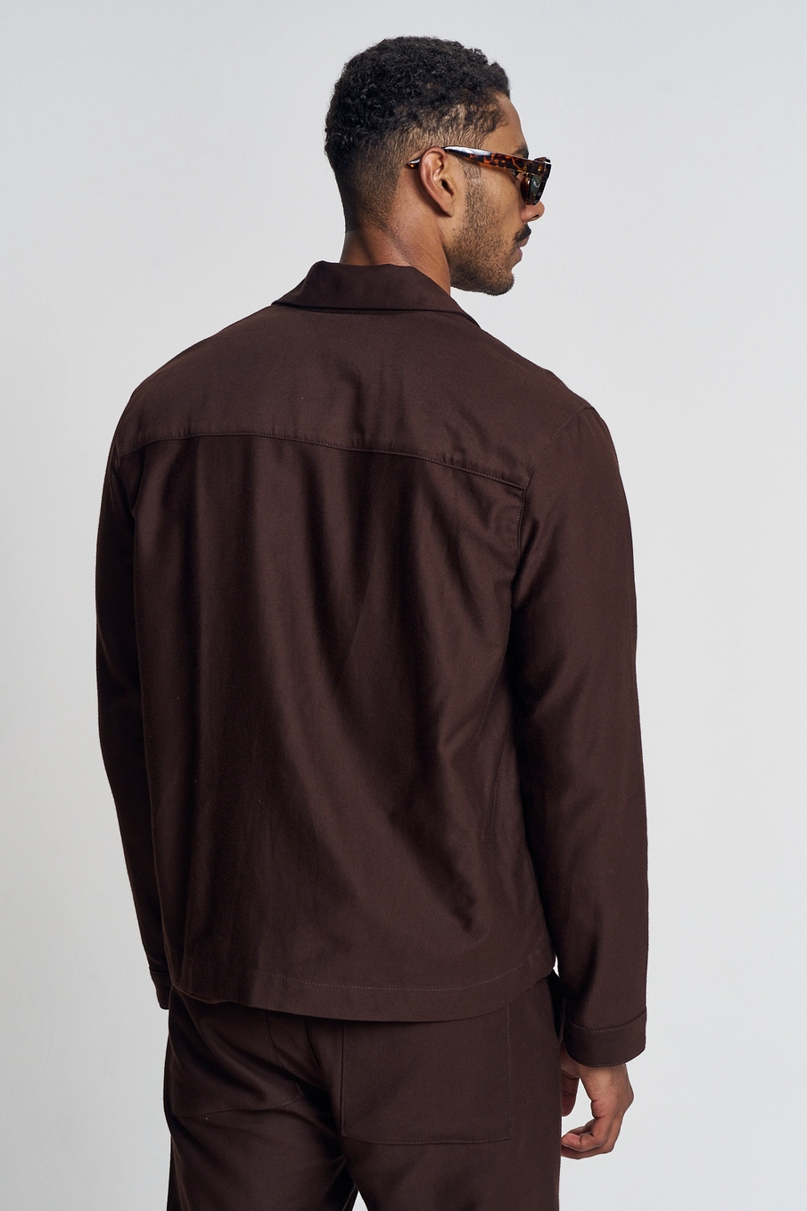 Jaqueta Sarja Masculina Com Zíper Frontal - New Marrom 3