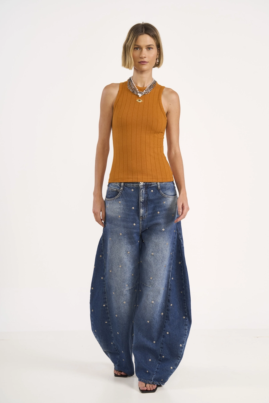Regata Feminina Canelada Amarelo Pumpkin
