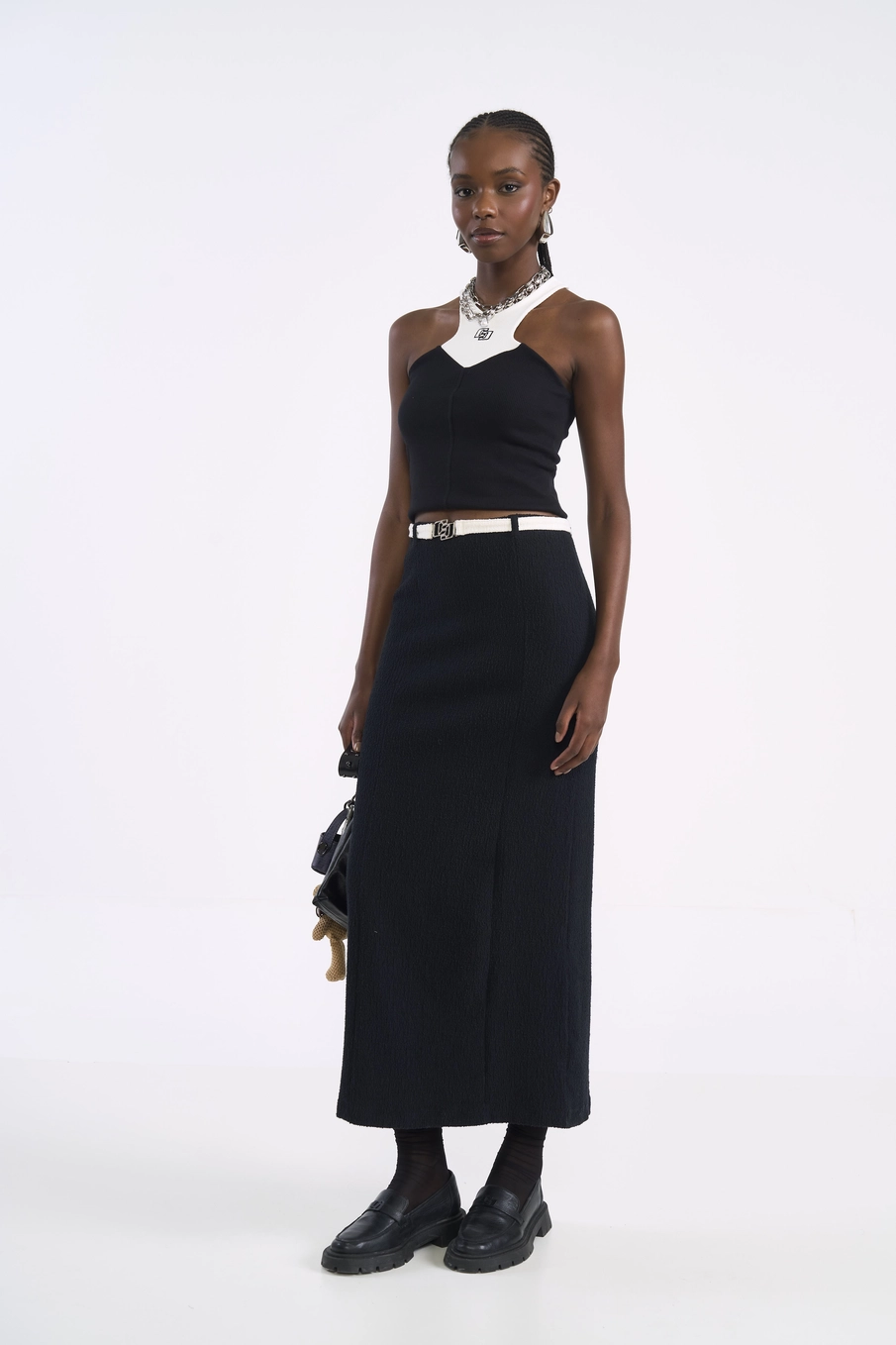 Regata Cropped Bicolor Cotton Preto