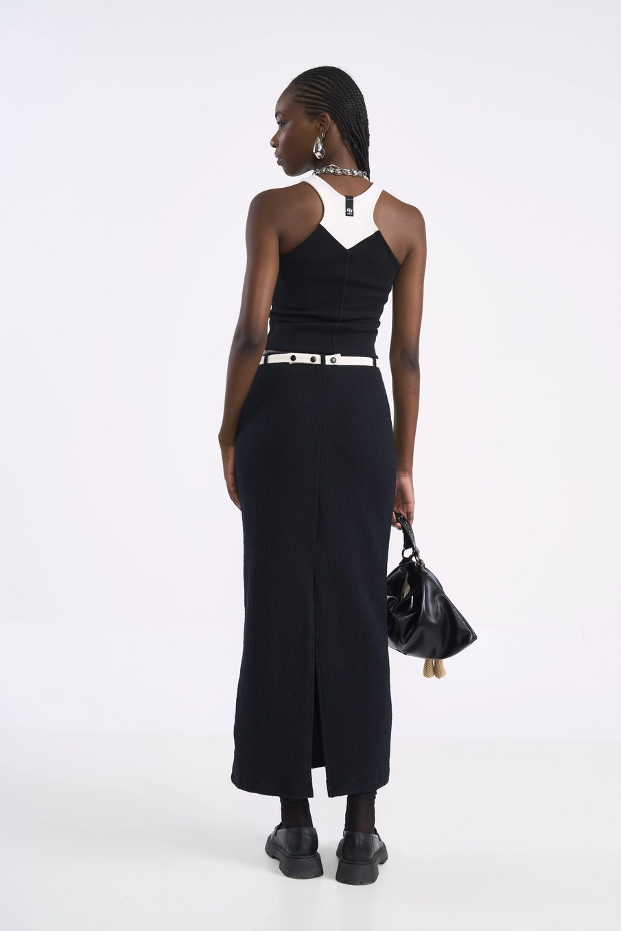 Regata Cropped Bicolor Cotton Preto