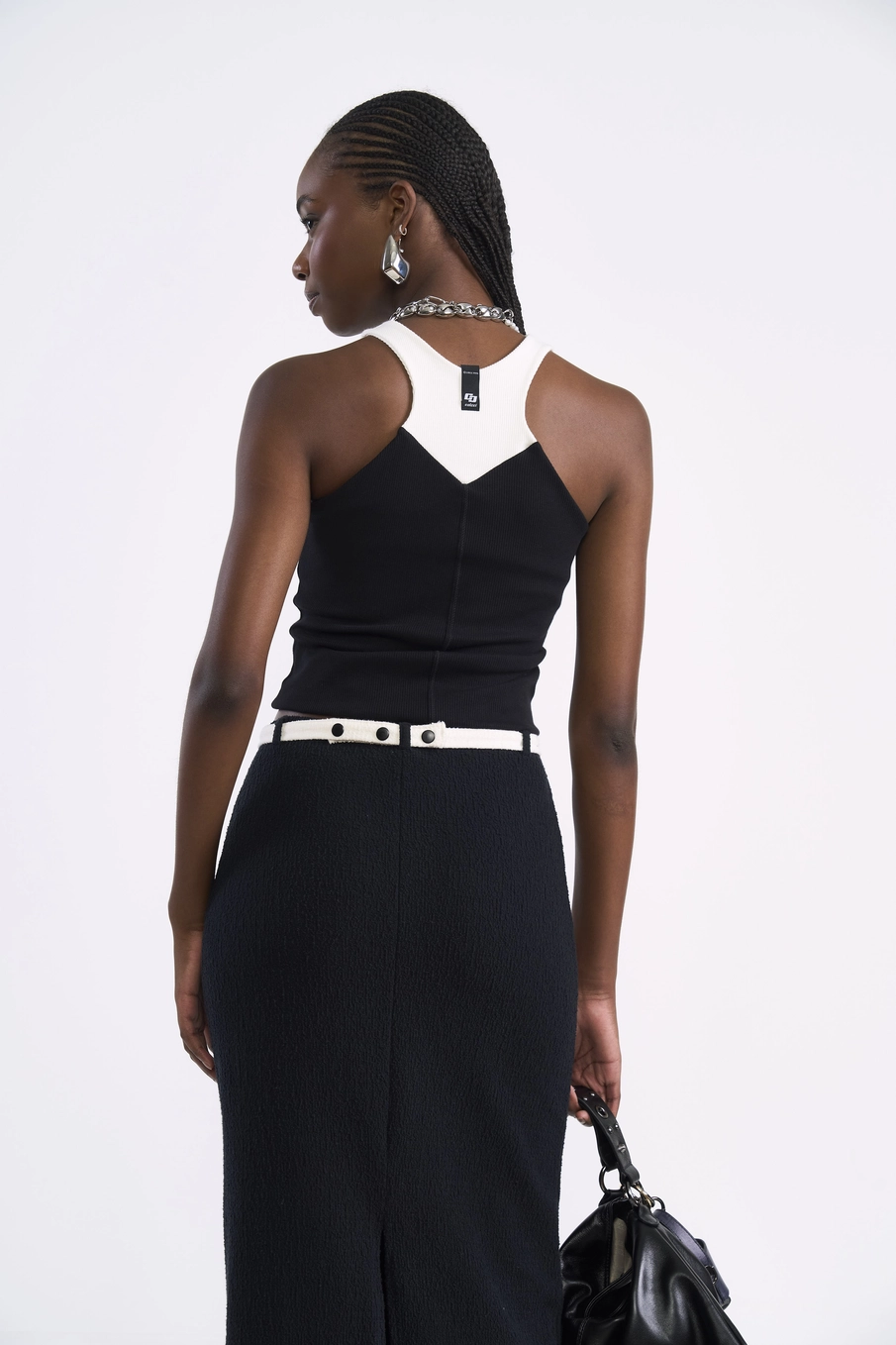 Regata Cropped Bicolor Cotton Preto