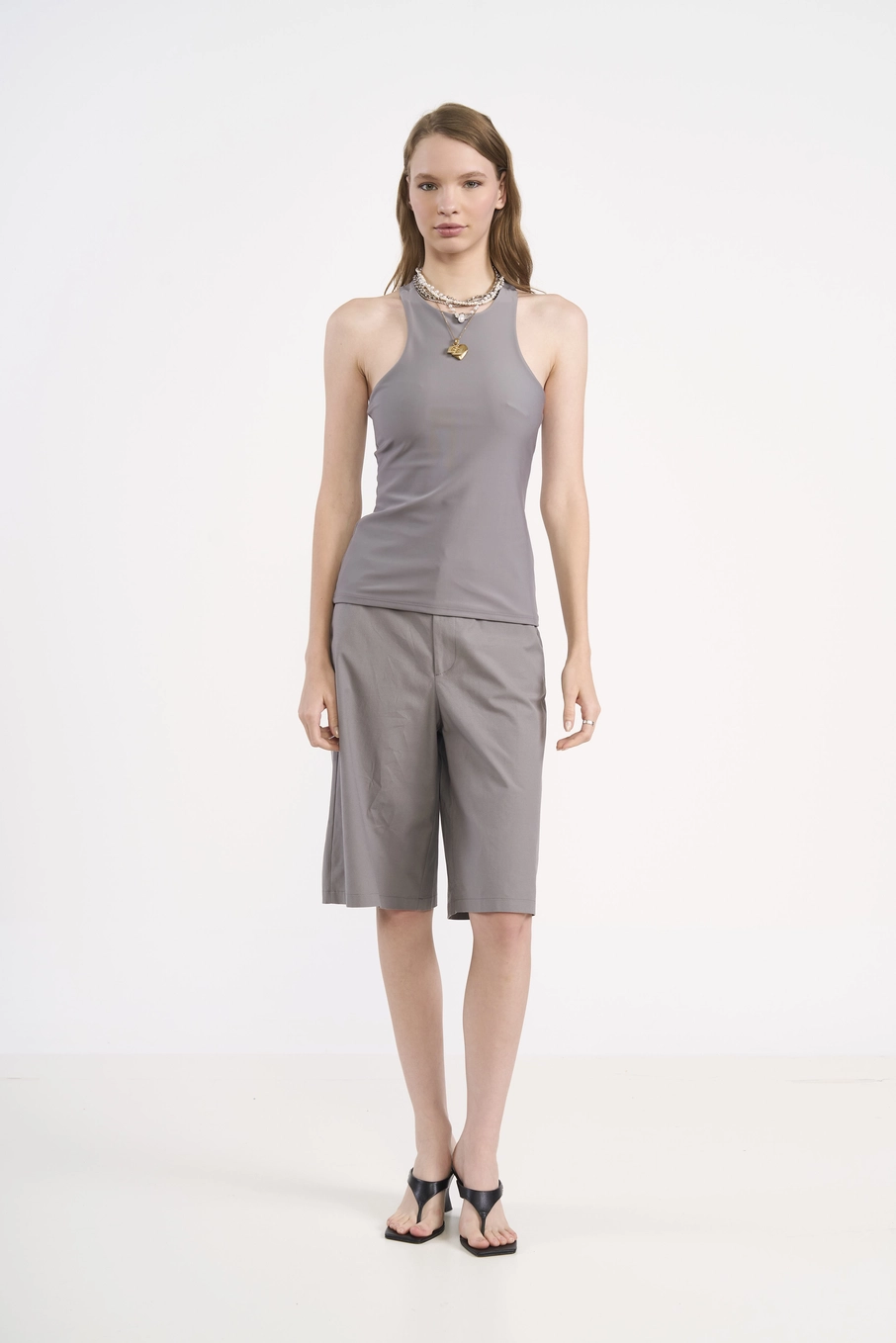Regata Feminina Halter Neck Cinza