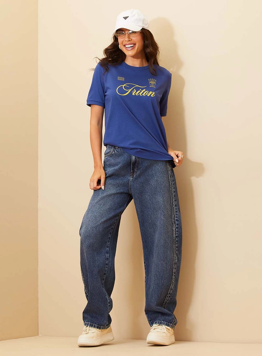 Camiseta Feminina Comfort Com Estampa - Copa Azul 4