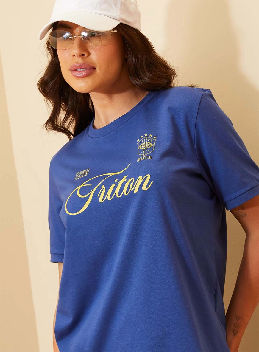 Camiseta Feminina Comfort Com Estampa - Copa Azul 3