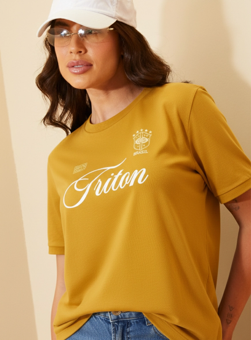 Camiseta Feminina Comfort Com Estampa - Copa Amarelo 3