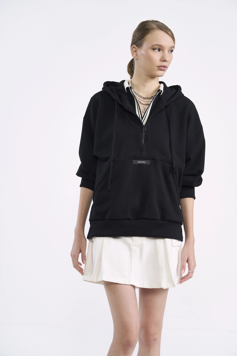 Blusão Moletom Com Capuz Half-zip