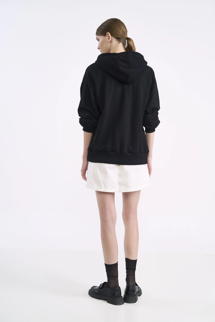 Blusão Moletom Com Capuz Half-zip Preto