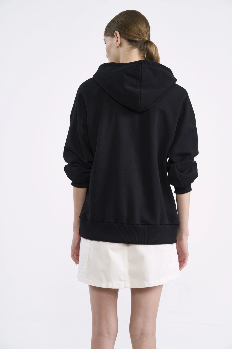Blusão Moletom Com Capuz Half-zip Preto