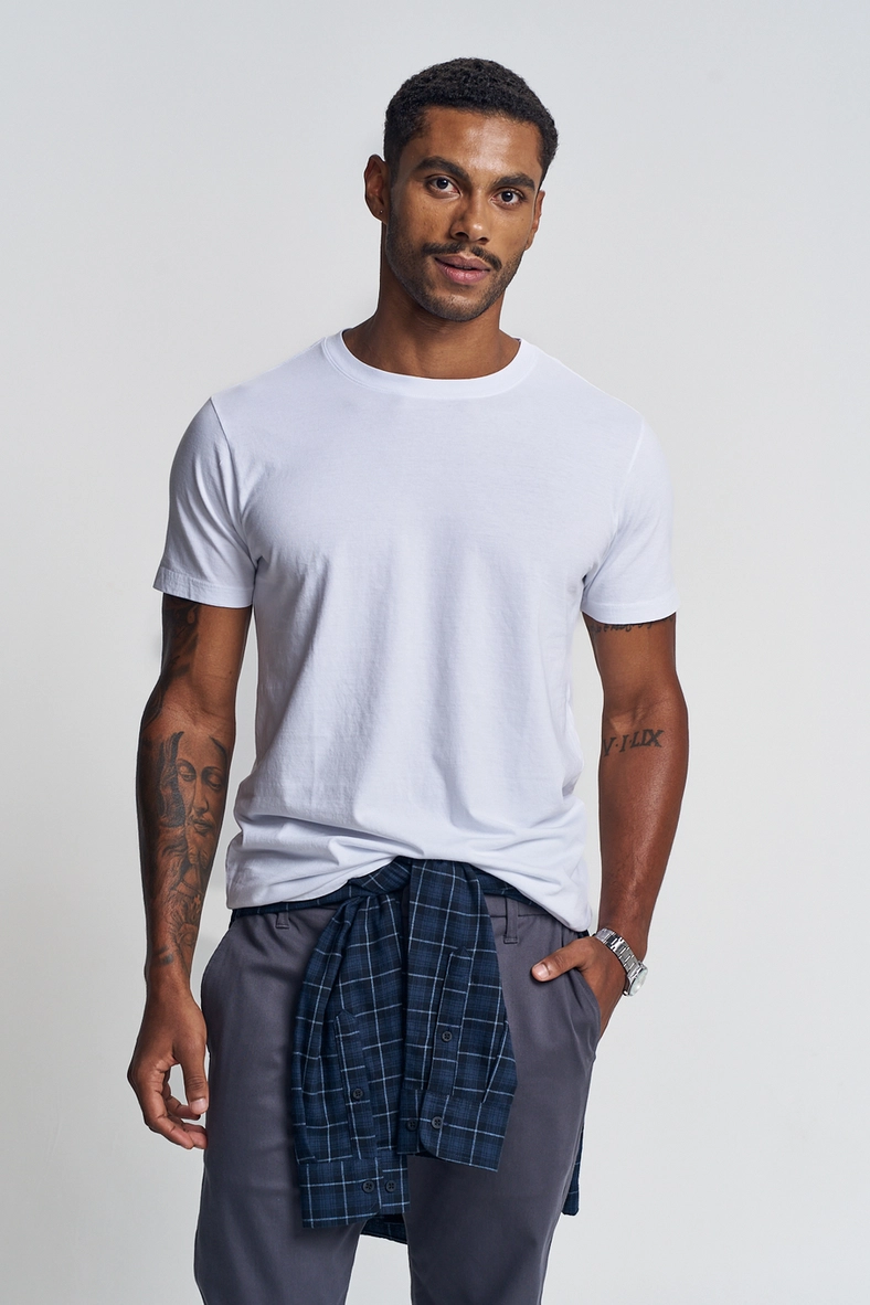 Camiseta Masculina Básica De Manga Curta Branco 1