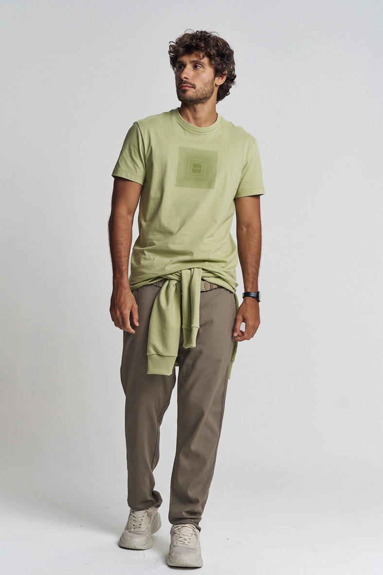 Camiseta Masculina Estampa Geométrica Manga Curta Verde Rosemary 4