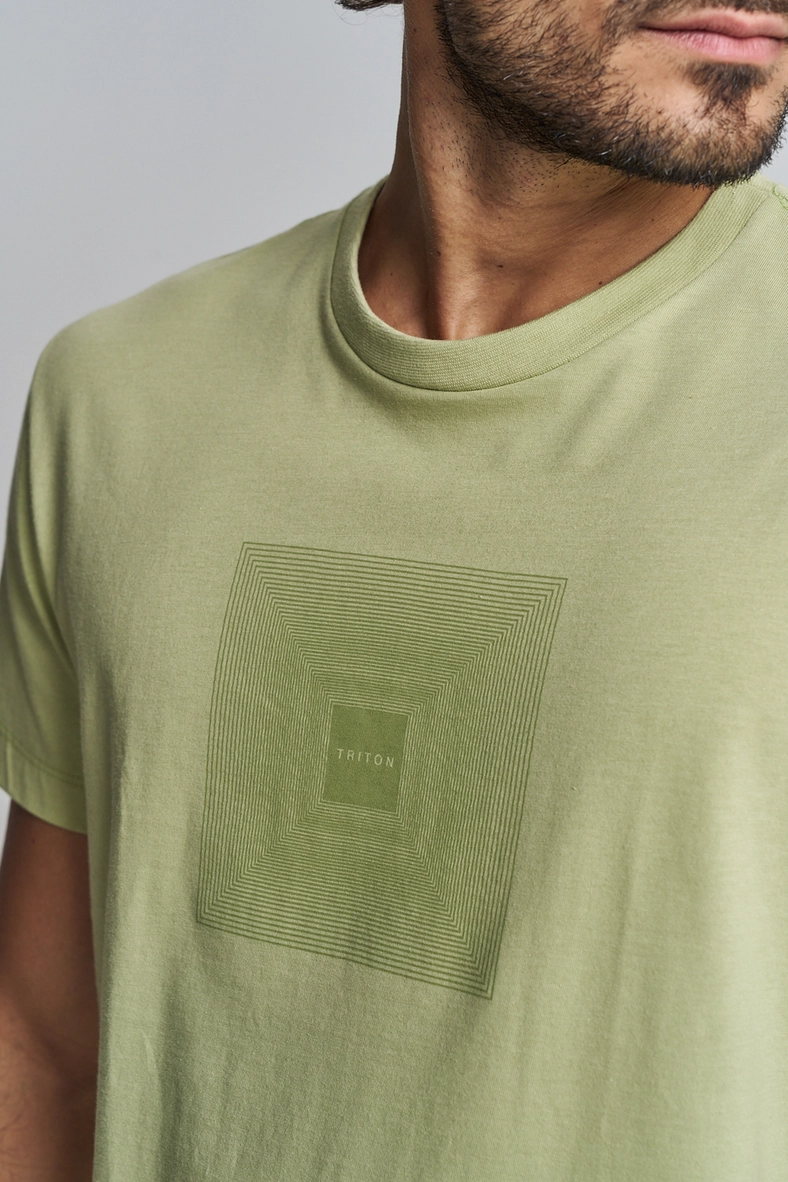 Camiseta Masculina Estampa Geométrica Manga Curta Verde Rosemary 3