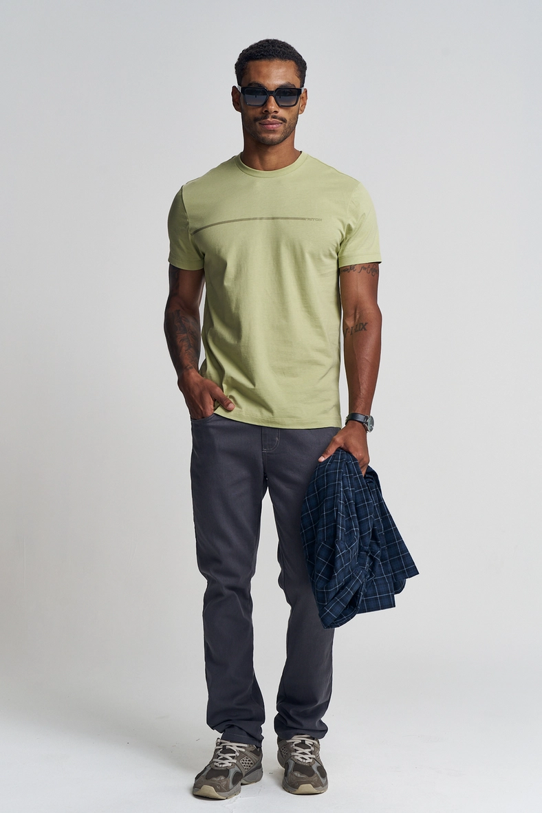 Camiseta Masculina Com Lettering - Fit Verde Rosemary 4
