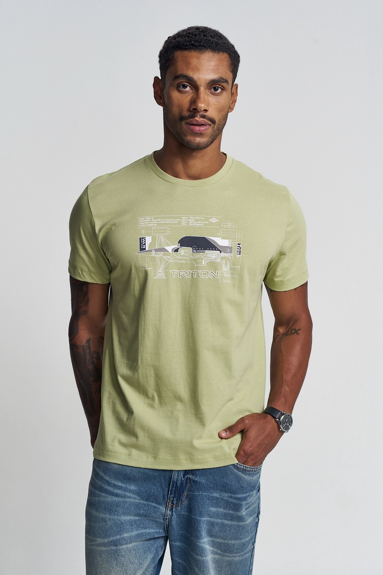 Camiseta Masculina Estampada - New Verde Rosemary 1