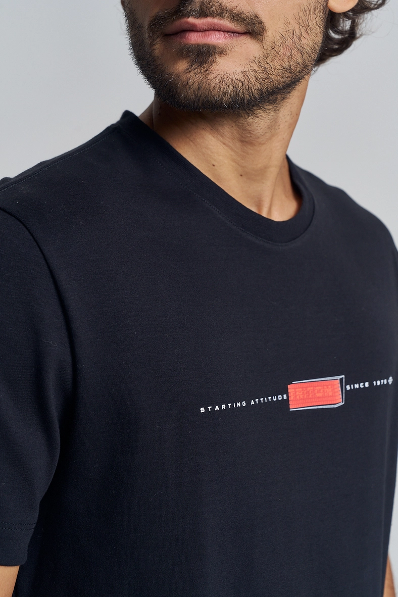 Camiseta Masculina Manga Curta Com Estampa Preto 3