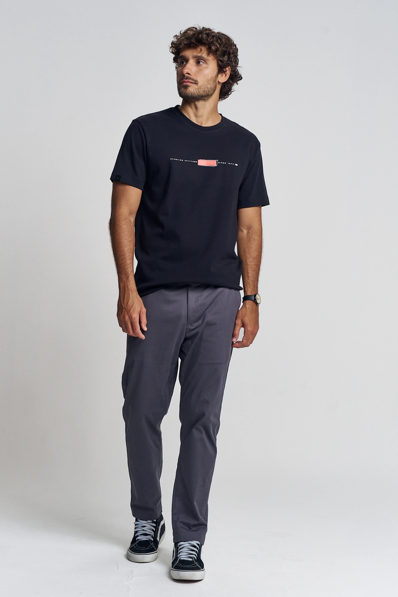 Camiseta Masculina Manga Curta Com Estampa Preto 4